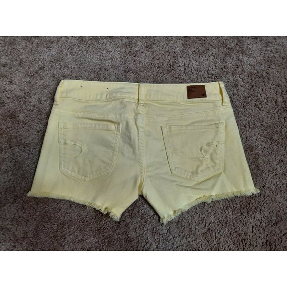 AMERICAN EAGLE 4 Yellow Cut Off Jean Shorts - Picture 5 of 12